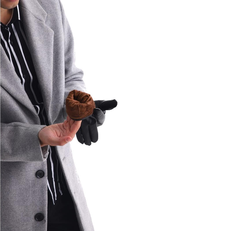 Перчатки мужские, безразмерные, искусственная кожа, без утеплителя, с ремешком