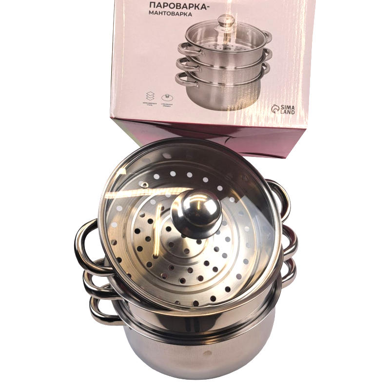 Трехъярусная пароварка из нержавеющей стали