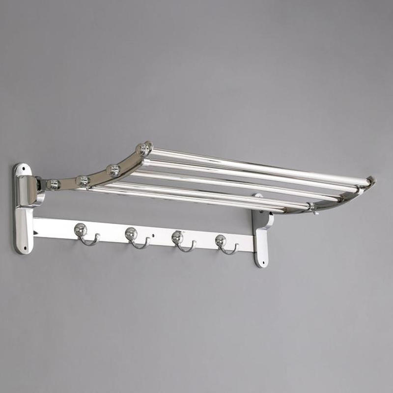 Полка откидная с держателем полотенец, 4 крючка, 58.5*25*13*5 см