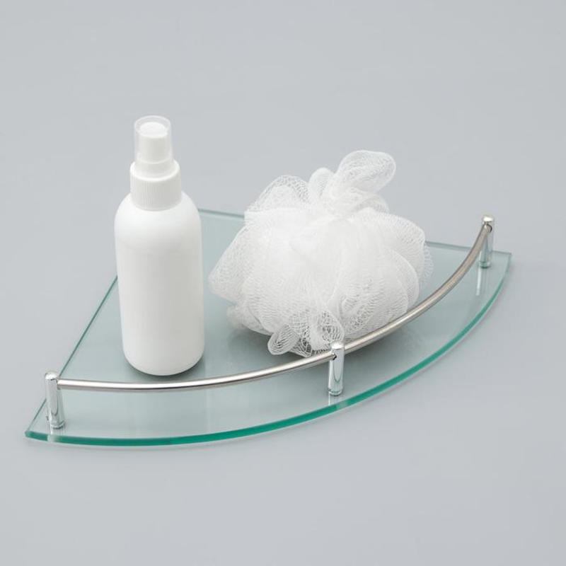Полка угловая для ванной комнаты, 24*24*4 см, металл, стекло