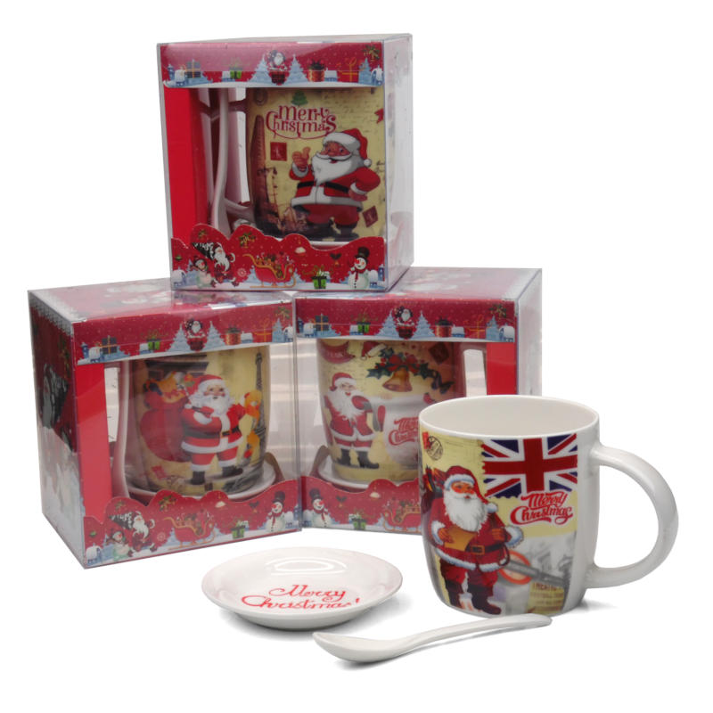 кружка порцелановая 10см с ложкой в упаковке