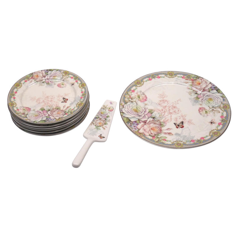 тортница, лопатка и тарелки на 6 персон