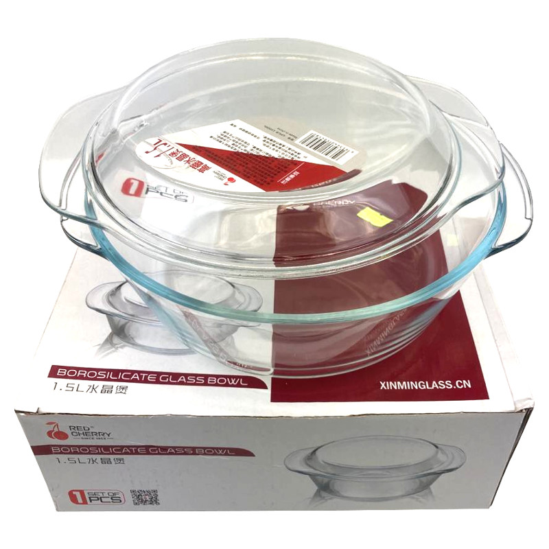 кастрюля из термостойкого стекла с крышкой 1.5л