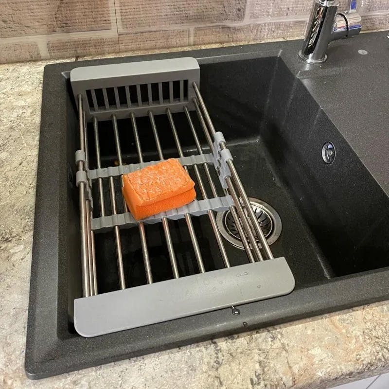 раздвижная сушилка для посуды и овощей на раковину