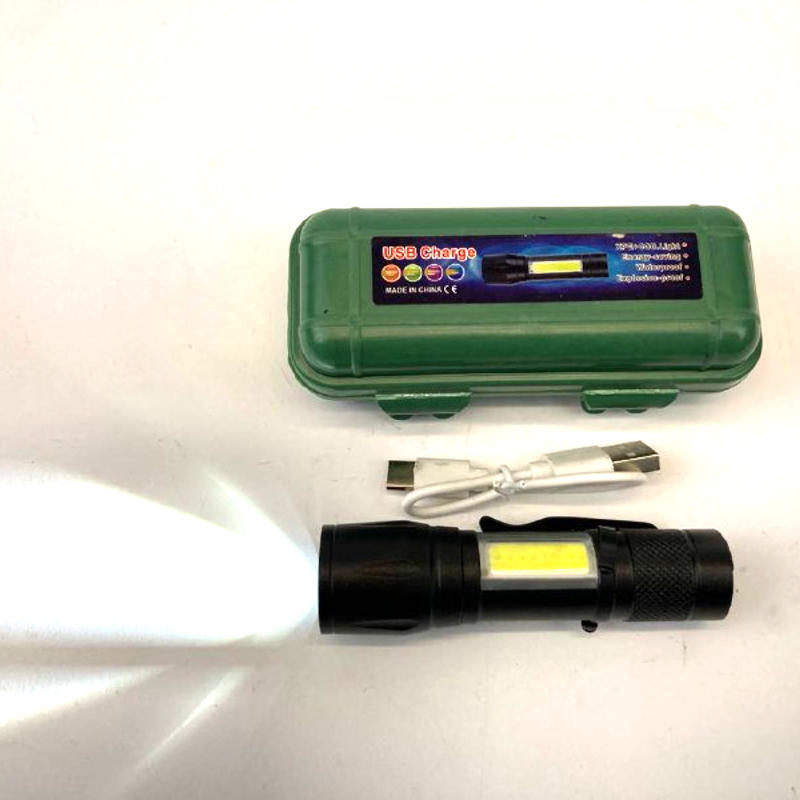 заряжаемый светодиодный фонарик, с USB кабелем 9 см