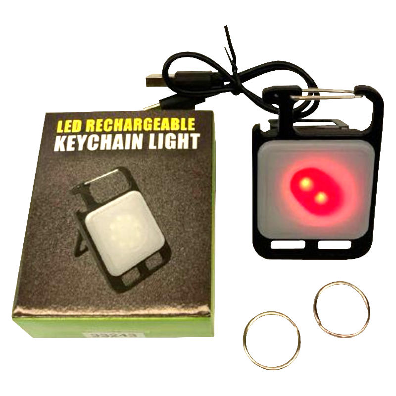 заряжаемый светодиодный фонарик-брелок с карабином, с USB кабелем