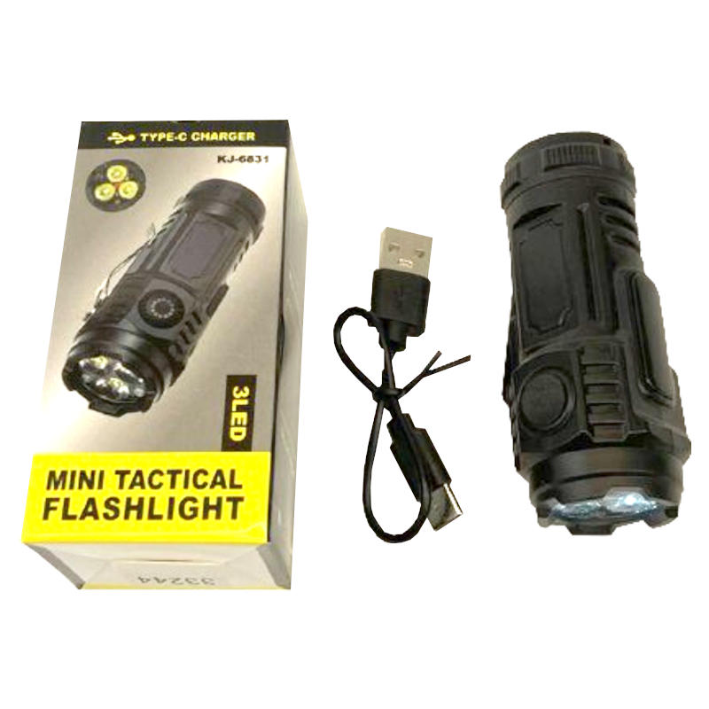 заряжаемый светодиодный фонарик, с USB и Type-C кабелем 8 см