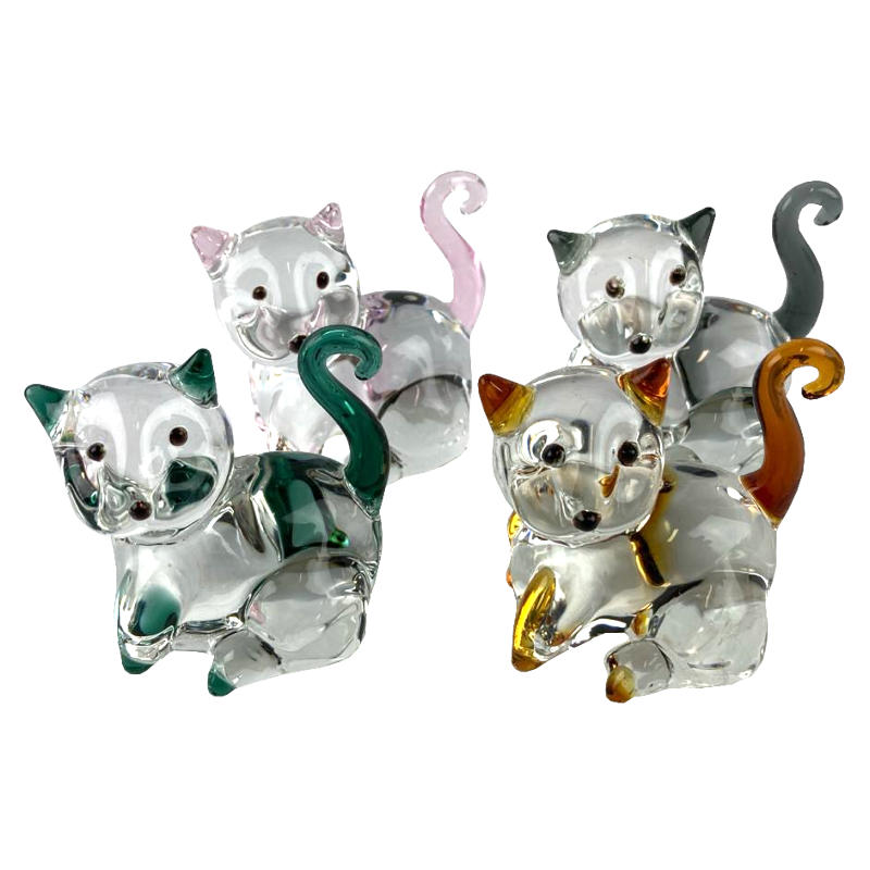 фигурка стеклянная кошка 4см