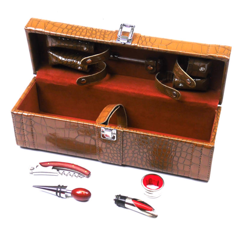 подарочный кейс для вина с набором аксессуаров сомелье 4в1