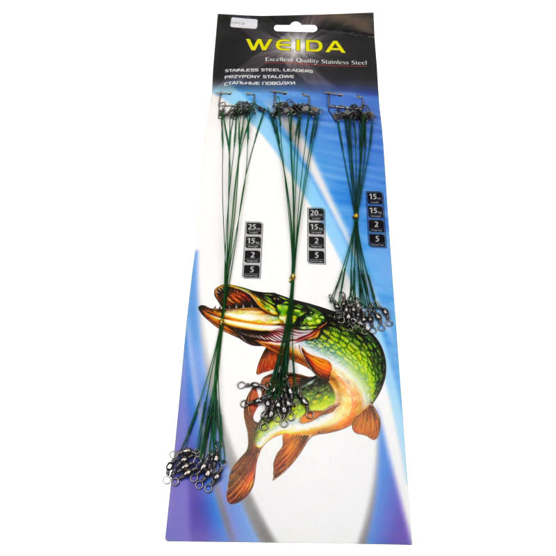комплект рыболовных поводков из нержавейки 25 см - 10 шт, 20 см - 10 шт, 15 см - 10 шт